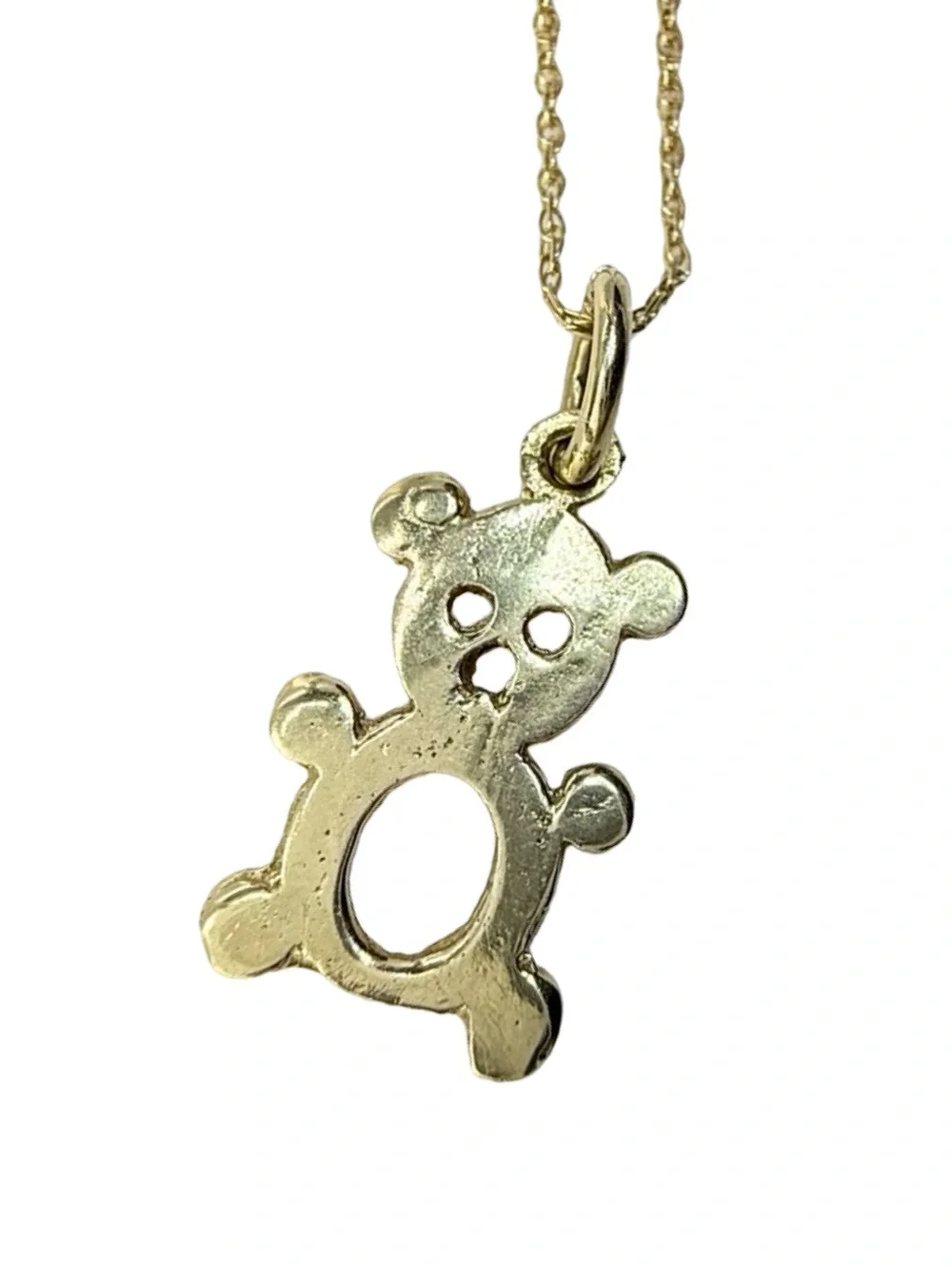 Gold Teddy Bear Pendant Necklace for Kids - Cute Gold Charm